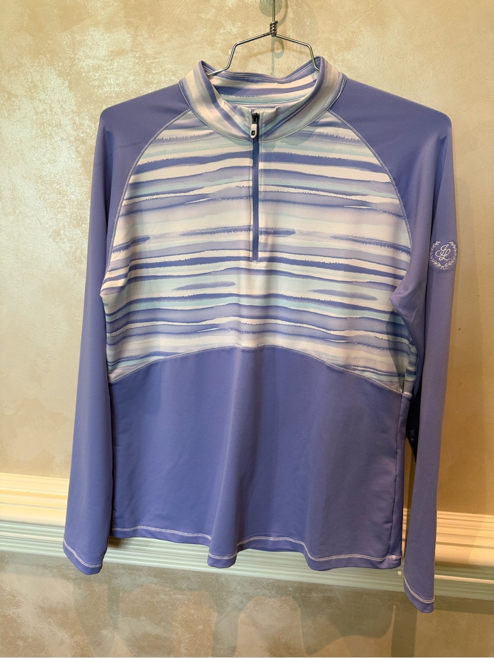 FootJoy Lavender Striped Half-Zip Golf Pullover
